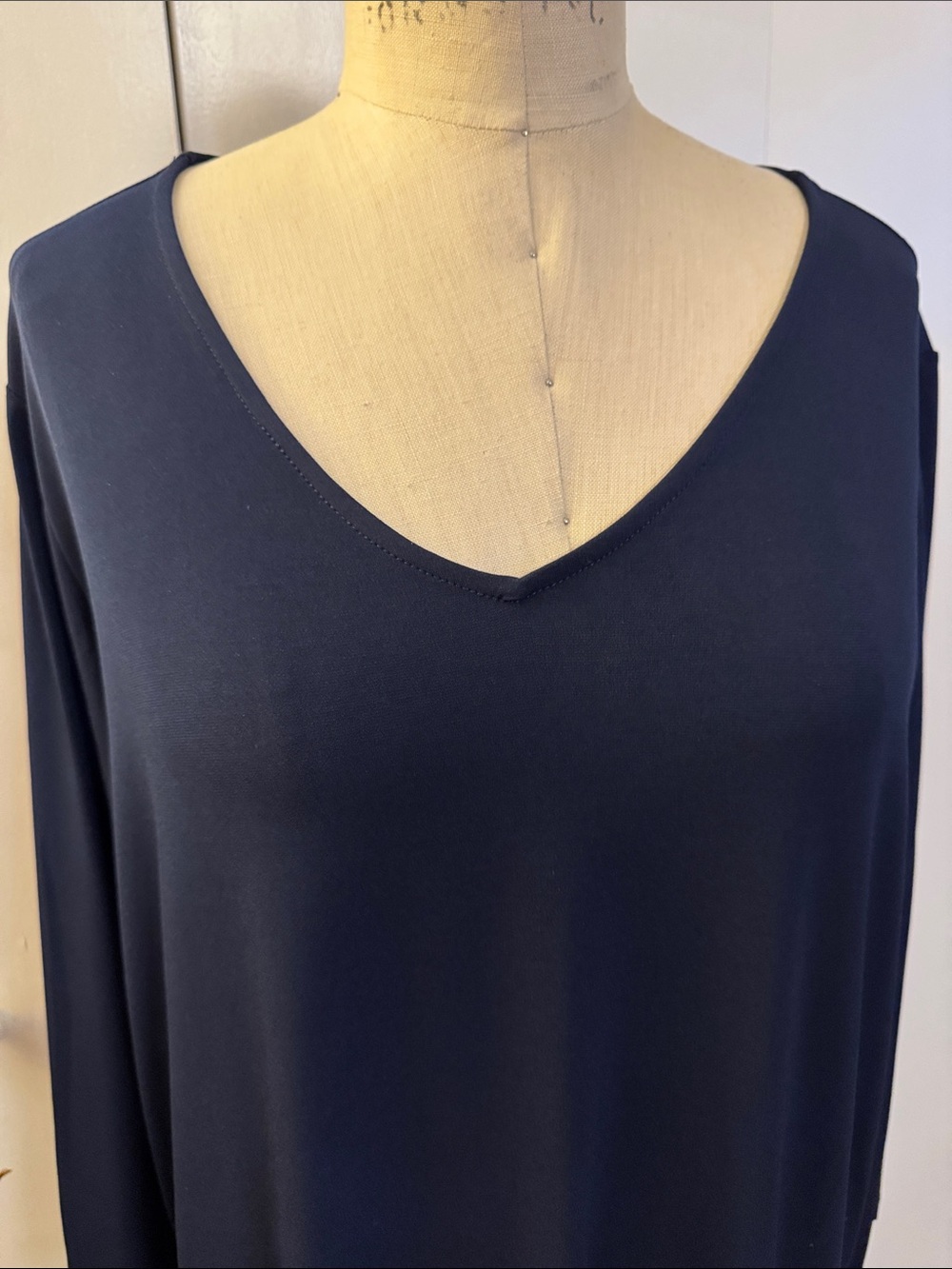 Susan Graver Navy V-Neck Long Sleeve Tunic - Picture 2 of 5